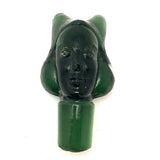 Green Molded Glass Woman's Head Bottle Stopper