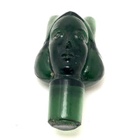Green Molded Glass Woman's Head Bottle Stopper