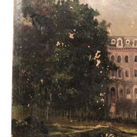 Perfectly Distressed Oil on Canvas Painting of Lonely Mansion