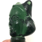 Green Molded Glass Woman's Head Bottle Stopper