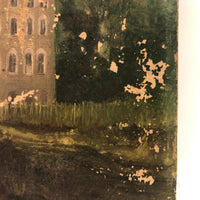 Perfectly Distressed Oil on Canvas Painting of Lonely Mansion