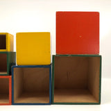 Colorfully Painted Mid-Century German Wooden Nesting and Stacking Boxes