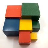 Colorfully Painted Mid-Century German Wooden Nesting and Stacking Boxes