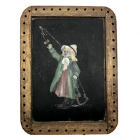 Girl with Spools Antique Painting on School Slate