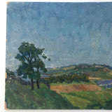 Chaloi Leonty, Russian, 1970 Oil on Cardboard River Landscape with Big Sky