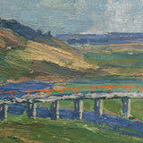 Chaloi Leonty, Russian, 1970 Oil on Cardboard River Landscape with Big Sky