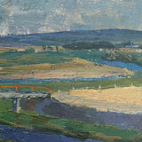 Chaloi Leonty, Russian, 1970 Oil on Cardboard River Landscape with Big Sky