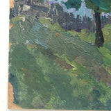 Chaloi Leonty, Russian, 1970 Oil on Cardboard River Landscape with Big Sky