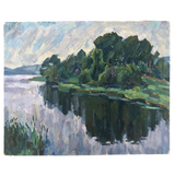 Chaloi Leonty, Painterly 1976 Oil on Cardboard Trees and Water Russian Landscape