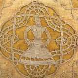 Antique Linen Pincushion with Wonderful Bobbin Lace Woman