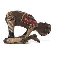 Antique Cigar Box Wood Jointed Figure with Hand-drawn Face and One Leg Lost