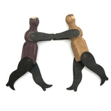 Charming Old Joined Clothespin Figures with Tin Arms and Legs