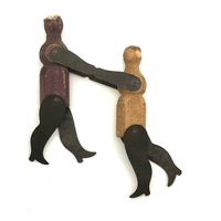 Charming Old Joined Clothespin Figures with Tin Arms and Legs