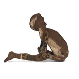 Antique Cigar Box Wood Jointed Figure with Hand-drawn Face and One Leg Lost
