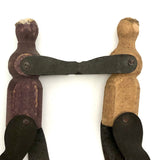 Charming Old Joined Clothespin Figures with Tin Arms and Legs