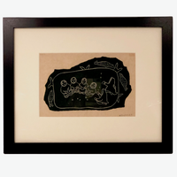Alice Nanogak Canadian Inuit Framed Hand-printed Stonecut of Ice Fishing Scene