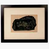 Alice Nanogak Canadian Inuit Framed Hand-printed Stonecut of Ice Fishing Scene