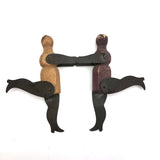 Charming Old Joined Clothespin Figures with Tin Arms and Legs