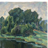 Chaloi Leonty, Painterly 1976 Oil on Cardboard Trees and Water Russian Landscape