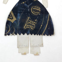1860s Hand-painted Paper Doll with Blue and Gold Dress