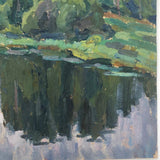 Chaloi Leonty, Painterly 1976 Oil on Cardboard Trees and Water Russian Landscape