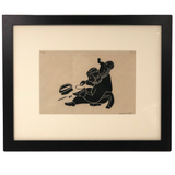 Alice Nanogak Canadian Inuit Framed Hand-printed Stonecut of Mother and Child