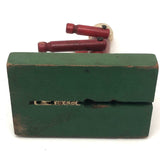 Cute Wooden Man in Red on Green Base Old Spring Action Toy