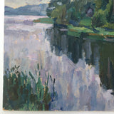 Chaloi Leonty, Painterly 1976 Oil on Cardboard Trees and Water Russian Landscape