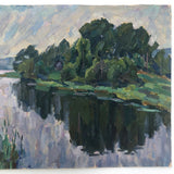 Chaloi Leonty, Painterly 1976 Oil on Cardboard Trees and Water Russian Landscape