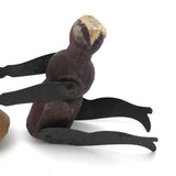 Charming Old Joined Clothespin Figures with Tin Arms and Legs