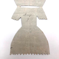 1860s Hand-painted Paper Doll with Blue and Gold Dress