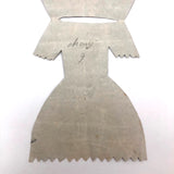 1860s Hand-painted Paper Doll with Blue and Gold Dress