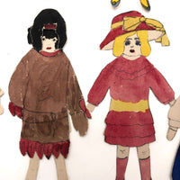 Sweet Set of Handmade Watercolor Paper Dolls