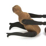 Charming Old Joined Clothespin Figures with Tin Arms and Legs
