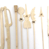 Victorian Bone Spillikins (with Musical Instruments!) in Wooden Box