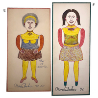 Moses Baker, Outsider Artist, 1974-75 Mixed Media Drawings -- 14 Total, Sold Individually