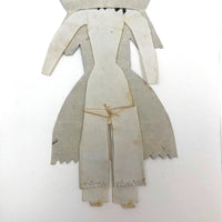 1860s Hand-painted Paper Doll with Blue and Gold Dress