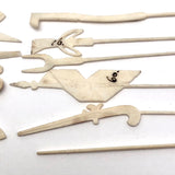 Victorian Bone Spillikins (with Musical Instruments!) in Wooden Box