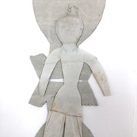 1860s Hand-painted Paper Doll with Blue and Gold Dress