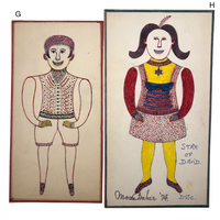 Moses Baker, Outsider Artist, 1974-75 Mixed Media Drawings -- 14 Total, Sold Individually