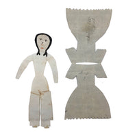 1860s Hand-painted Paper Doll with Blue and Gold Dress