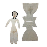 1860s Hand-painted Paper Doll with Blue and Gold Dress