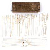 Victorian Bone Spillikins (with Musical Instruments!) in Wooden Box