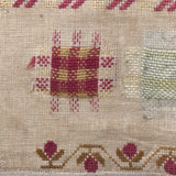 Large English Woolen Sampler with Alphabets, Darning Patterns, and Deer
