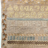 Large English Woolen Sampler with Alphabets, Darning Patterns, and Deer
