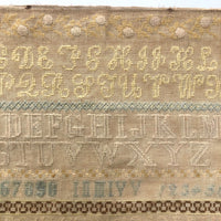 Large English Woolen Sampler with Alphabets, Darning Patterns, and Deer