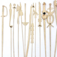 Victorian Bone Spillikins (with Musical Instruments!) in Wooden Box