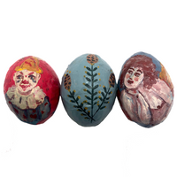 Hand Painted Papier Mache Eggs - Set of Three