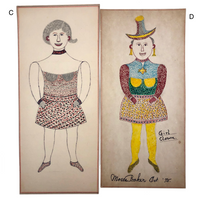 Moses Baker, Outsider Artist, 1974-75 Mixed Media Drawings -- 14 Total, Sold Individually