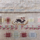 Large English Woolen Sampler with Alphabets, Darning Patterns, and Deer